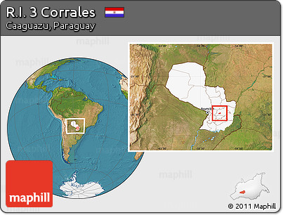 Satellite Location Map of R.I. 3 Corrales, highlighted country, within the entire country