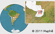 Satellite Location Map of R.I. 3 Corrales, highlighted country, highlighted parent region