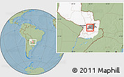 Savanna Style Location Map of R.I. 3 Corrales, highlighted country, highlighted parent region, hill shading