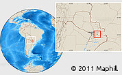 Shaded Relief Location Map of R.I. 3 Corrales, within the entire country