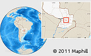 Shaded Relief Location Map of R.I. 3 Corrales, highlighted country
