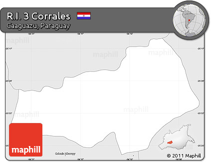 Silver Style Simple Map of R.I. 3 Corrales