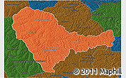 Political 3D Map of Curuguaty, darken