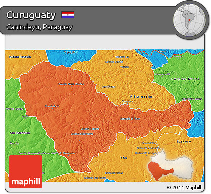 Political 3D Map of Curuguaty