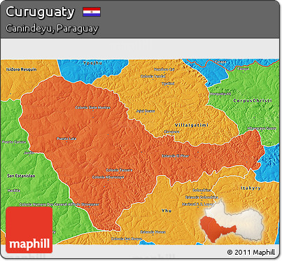 Political 3D Map of Curuguaty