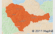 Political 3D Map of Curuguaty, lighten