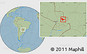 Savanna Style Location Map of Curuguaty, hill shading