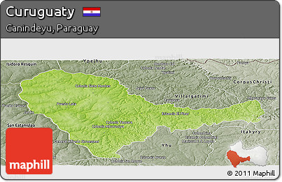 Physical Panoramic Map of Curuguaty, semi-desaturated