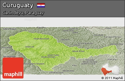 Physical Panoramic Map of Curuguaty, semi-desaturated