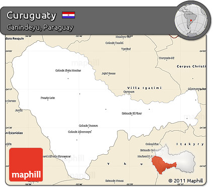 Classic Style Simple Map of Curuguaty