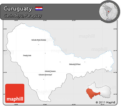 Silver Style Simple Map of Curuguaty, single color outside