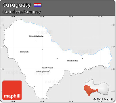 Silver Style Simple Map of Curuguaty, single color outside