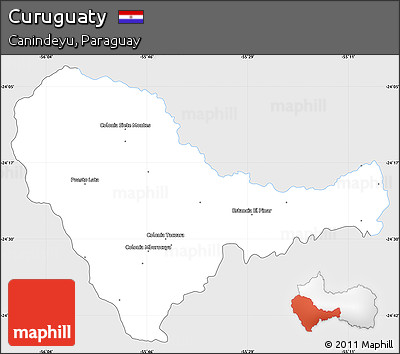Silver Style Simple Map of Curuguaty, single color outside
