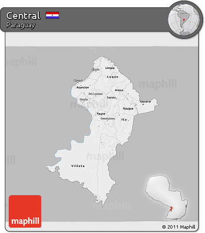Gray 3D Map of Central, single color outside