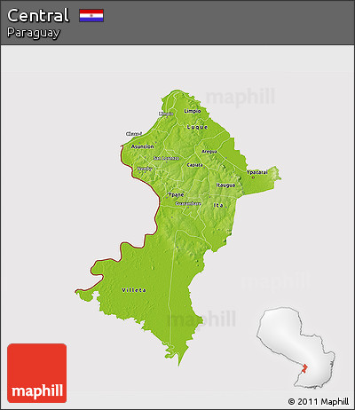Physical 3D Map of Central, cropped outside