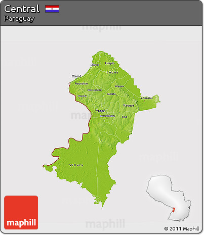 Physical 3D Map of Central, cropped outside