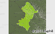 Physical 3D Map of Central, darken, semi-desaturated