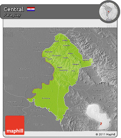 Physical 3D Map of Central, desaturated