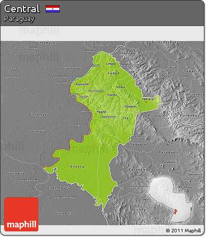 Physical 3D Map of Central, desaturated