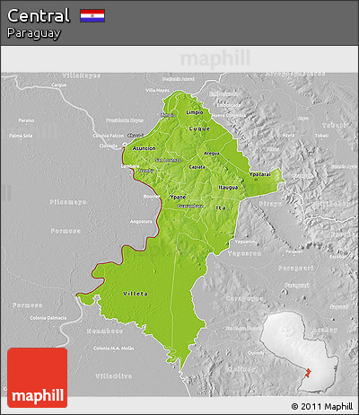 Physical 3D Map of Central, lighten, desaturated