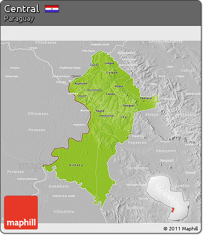 Physical 3D Map of Central, lighten, desaturated