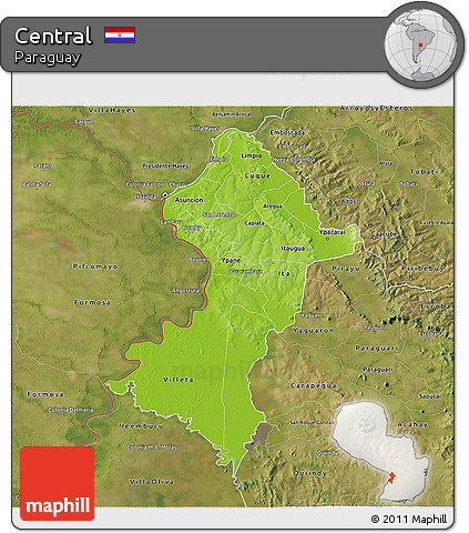 Physical 3D Map of Central, satellite outside
