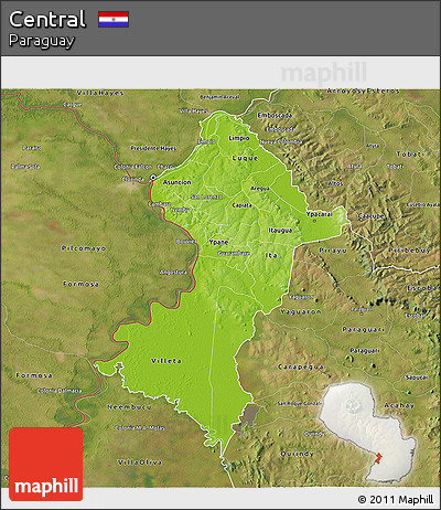 Physical 3D Map of Central, satellite outside