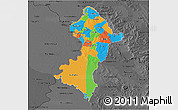 Political 3D Map of Central, darken, desaturated