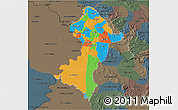 Political 3D Map of Central, darken, semi-desaturated