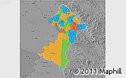 Political 3D Map of Central, desaturated