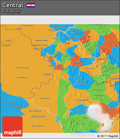 Political 3D Map of Central