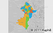 Political 3D Map of Central, lighten, desaturated