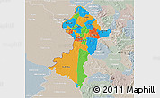 Political 3D Map of Central, lighten, semi-desaturated