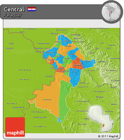 Political 3D Map of Central, physical outside