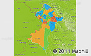 Political 3D Map of Central, physical outside