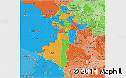 Political 3D Map of Central, political shades outside