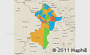 Political 3D Map of Central, shaded relief outside