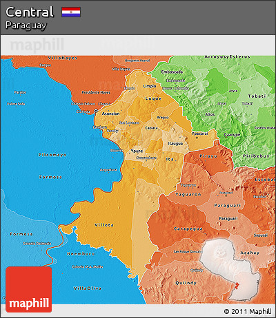 Political Shades 3D Map of Central