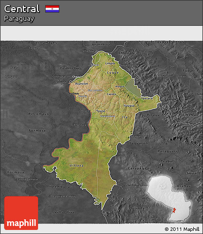 Satellite 3D Map of Central, darken, desaturated