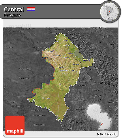 Satellite 3D Map of Central, darken, desaturated