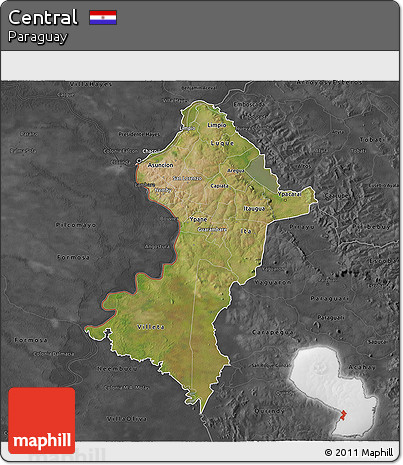 Satellite 3D Map of Central, darken, desaturated