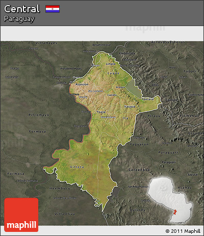 Satellite 3D Map of Central, darken, semi-desaturated