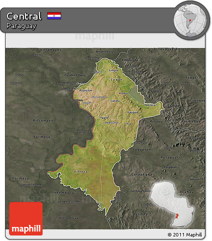 Satellite 3D Map of Central, darken, semi-desaturated