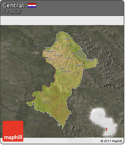Satellite 3D Map of Central, darken, semi-desaturated