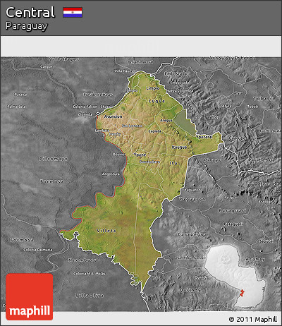 Satellite 3D Map of Central, desaturated