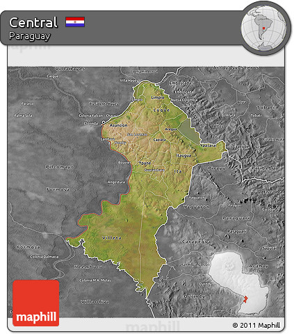 Satellite 3D Map of Central, desaturated
