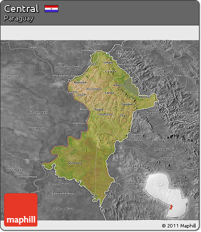 Satellite 3D Map of Central, desaturated