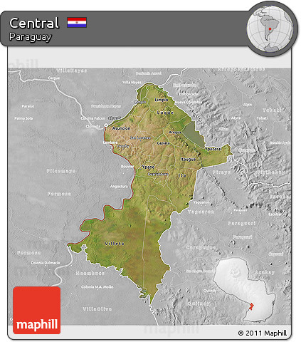 Satellite 3D Map of Central, lighten, desaturated