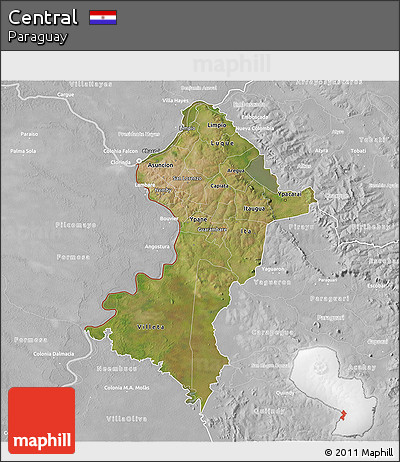 Satellite 3D Map of Central, lighten, desaturated