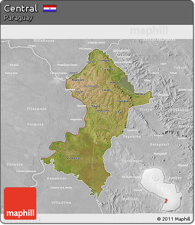 Satellite 3D Map of Central, lighten, desaturated